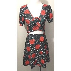 Women's Cut It Out Floral Polka Dot Rose Pattern Mini Dress Size 4 Nasty Gal